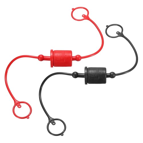 Image of HARFINGTON 2Sets 3 /4 Hydraulic Hose Dust Cap and Plug Kit, ISO-A Male Dust Cap & Female Plug Cover Quick Disconnects Air Coupler Cover Port Plug Fittings with Retention Ring, Red /Black