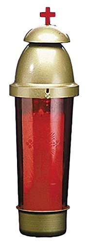 Red Cemetery Light with Gold Dome