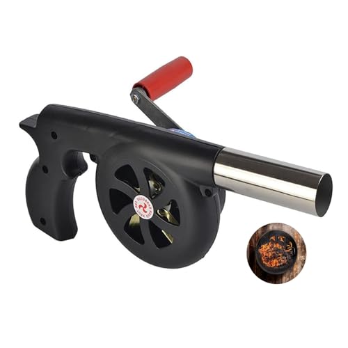 JOUFNING Briquets À Charbon Forge BBQ - Camping Activateur pour Barbecue, avec Contrôle Manuel De La Vitesse De La Poignée Et Pale De Ventilateur en Métal, pour Soufflet De Feu De Barbecue Extérieur