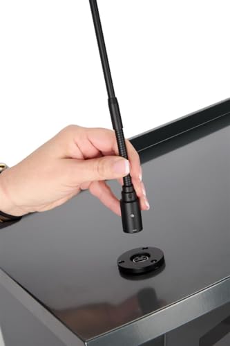 Image of Displays2go 43 inch Digital Podium with LCD Screen, Android 14 OS, Built-in Shelf - Graphite