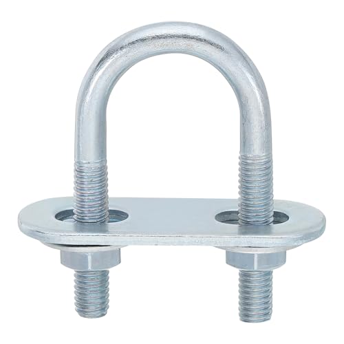 Image of uxcell Round U-Bolts, 2 Set 20mm Inner Width 50mm Length M6 Zinc-Plated Carbon Steel U Clamp Bolt with Nuts and Plates, for Boat Trailer