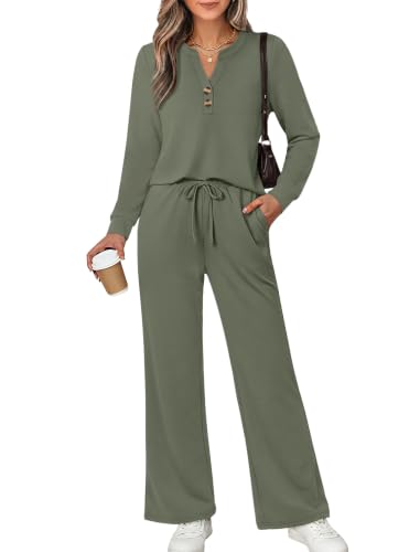 WIHOLL Two Piece Lounge Sets for Women Fall Travel Airport Vacation Outfits
