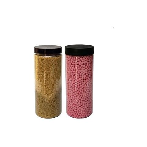 Pack of 3 Round Plastic Jars with Lids 750ml (25oz) - Refillable Canisters Cylinder Clear Storage Containers with Airtight Black Lids for Kitchen use, Dry Foods, Sweets, Spices Cover