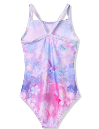 Image of TENVDA Girl's One Piece Swimsuit Sparkle Sleeveless One-Piece Bathing Suits Swimwear for Kids 2-12 Years Old