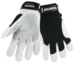 Radnor X-Large Full Finger Grain Goatskin Mechanics Gloves With Hook And Loop Cuff, Leather Palm And Thumb Reinforcement, Spandex Back And Reinforced Fingertips 12 Pairs Dozen