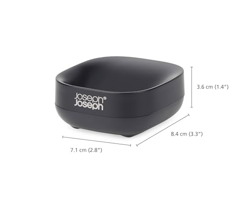 Joseph Joseph Bathroom Slim, Compact, Soap Dish Holder with non-slip base, Matt Black, Blackone - Image 4