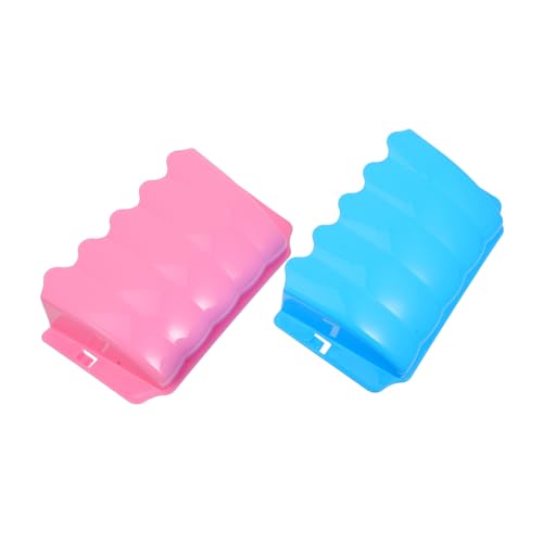 HEMOTON 2 Piezas Pequeño Soporte Externo para Heno de Mascotas Estante Fijo para Conejos y Animales Pequeños de Azul y Rosa Material Plástico Seguro y Fácil Instalación