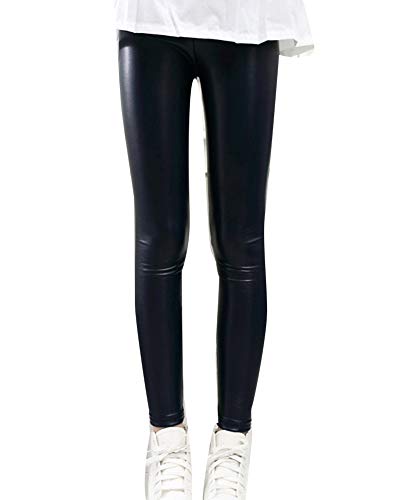 GladiolusA Niña Leggings Termicos Leggins Polipiel Cintura Elástica Pantalones Invierno Jeggings Negro 120-130CM