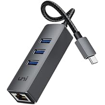 uni USB-C to Ethernet Adapter, USB C HUB Ethernet 1Gbps with USB 3.0 4IN1, [Thunderbolt 4/3 Compatible] USB C to Network Adapter for MacBook Pro/Air, iPad Pro, Surface Laptop, Chromebook, etc