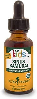 Herb Pharm Kids Certified- Alcohol-Free Sinus Samurai Liquid Herbal Formula, Organic, 1 Fl Oz
