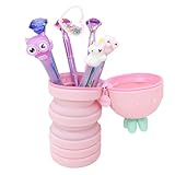 Estojo Escolar Fofo Silicone Retrátil Morango Papelaria Coreana Japonesa (Rosa)