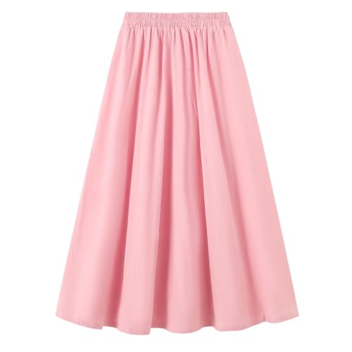 Women’S A-Line Midi Skirt Elastic High Waist Casual Non-Stretch Regular Fit Comfortable Everyday Wear2