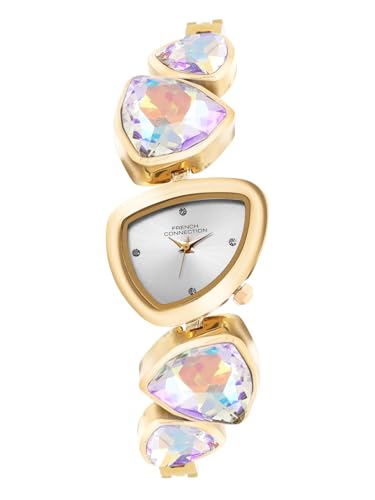 Image of French Connection Asymra Sunray Silver Dial with Crystal Bracelet Analog Watch for Women - FCN0205GM