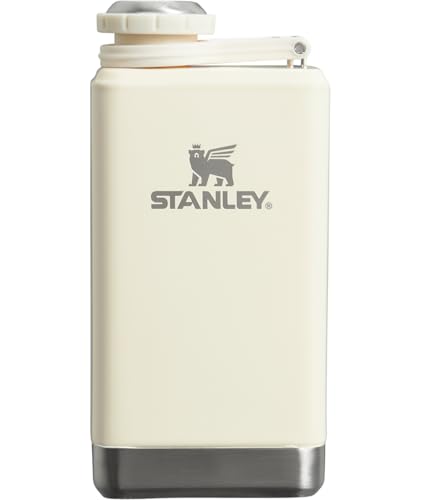 Image of Stanley Adventure Pre-Party Flask 5 oz | Leakproof Hip Flask | Hinge Connected Never Lose Cap | Insulated Stainless Steel Liquor Container | BPA-Free | Cream Gloss