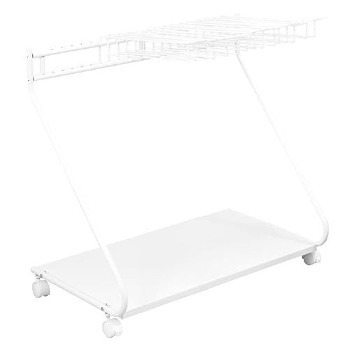 ビーワーススタイル スラックスハンガー キャスター付き 省スペース ホワイト ブラック (ホワイト天板つき)
