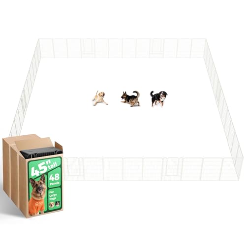 Image of FXW Rollick Unleashed Dog Playpen for Indoor, Yard, RV Camping, 45 inch 48 Panels for Large Dogs, White│Patented