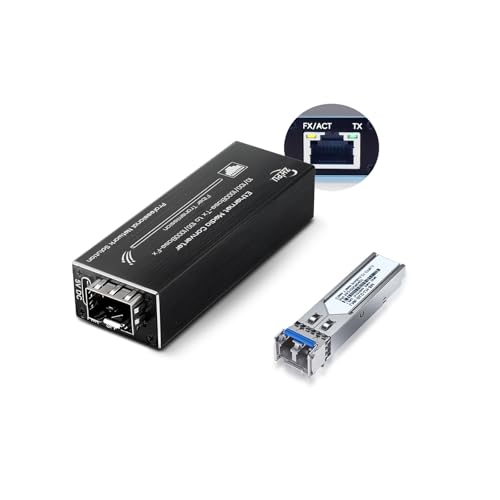 Mini Gigabit Fiber Media Transceiver SFP Ethernet up to 20km Single Mode Dual Fiber?SMDF? Media Converter 10/100/1000Base Tx to 100/1000Base FX to Fiber Converter, with SFP Slot USB-C Power Input