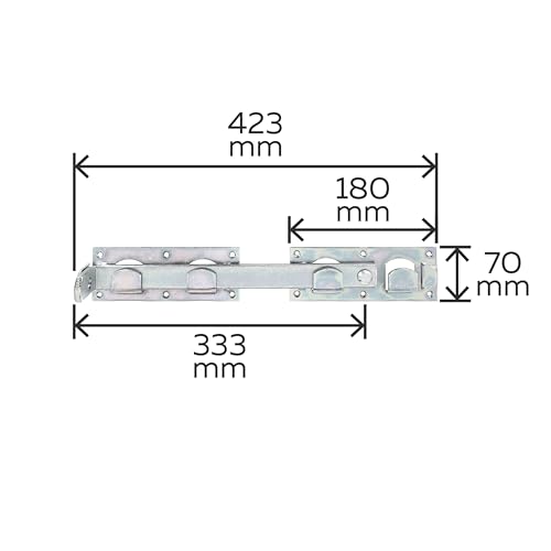 Alberts 210625 Doppeltorüberwurf | in den Ausführungen glatt oder gehämmert | galvanisch verzinkt, dickschichtpassiviert | 423 x 70 mm