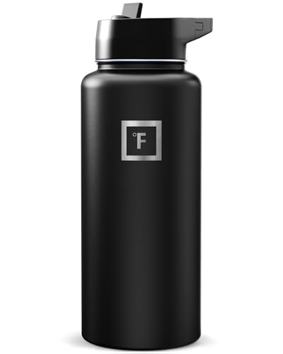 IRON °FLASK 32 oz Wide Mouth Water Bottle with Straw Lid | Insulated Stainless Steel Sports Water...