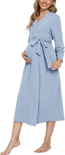 Xpenyo Women's Maternity Sleepwear,Labor/Delivery/Nursing/Hospital Nightgown Kimono Robes Long Pregnancy Loungewear4