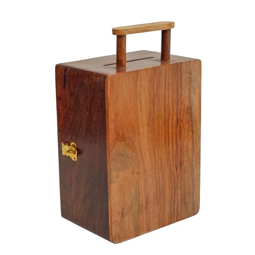Image of ITOS365 Handcrafted Wooden Gullak Money Saving Bank | Coin Slot Piggy Bank for Kids & Adults | Wooden Savings Box for Home Decor | Gift Item for Festivals, Birthdays & Return Gifts