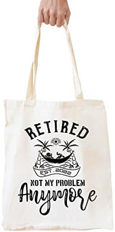 ForbiddenPaper Funny Retirement Gift Retired Natural Cotton Canvas Reusable Tote Bag for Women Men | Retirement Themed Shopping Bag