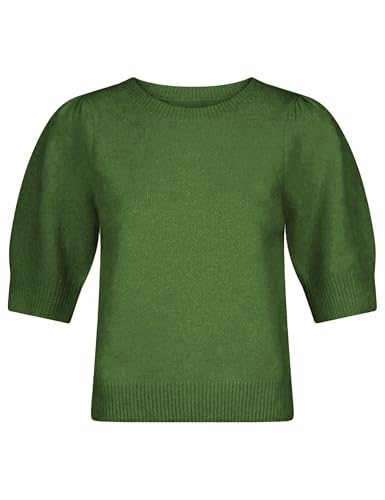 Springrain Bow Sweater Women Casual Puff Short Sleeve Crew Neck Tie Back Knit Pullover Tops2