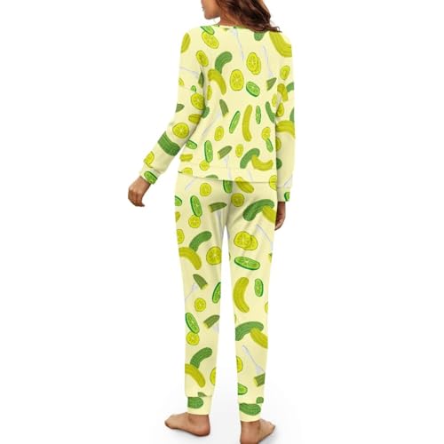 Image of Women's Pajamas Set Soft 2 Piece Loungewear Long Sleeve Pj Set Matching Sleepwear with Pockets for Women Plus Size