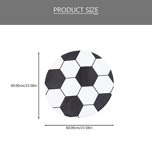 Milisten Soccer Rug Round Kids Rug Football 60cm Round Rug Carpet Floor Chair Mat Circle Area Rug for Kids Rooms Childrens Bedroom Black White Football Check - Image 3