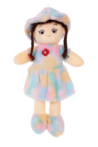 Image of Fun4you Soft Doll for Girls | Cute & Huggable Plush Stuffed Toy | Colorful Cartoon Doll with Hat & Dress Return Gift | Big Kids Soft Toy & Room Decor (Multicolor, 60 cm)