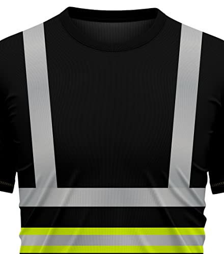trending babz High Visibility Short Sleeves Quick Dry T Shirts Reflective Tape Safety Hi Vis Round Crew Neck Security Work Breathable Workwear Top Tee - Image 3