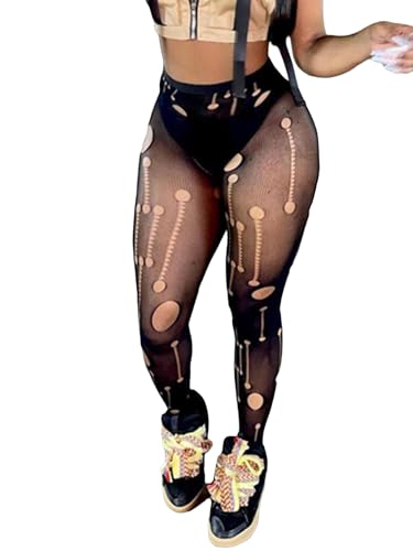 Women's Sheer Tight Patterned Fishnet Stockings Black Mesh Leggings Sexy And Fashion In Cocktail Party