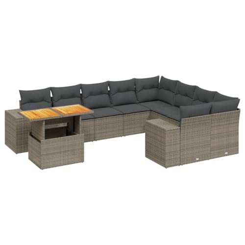 Mhdvray Juego de 10 sofás de jardín de polirratán, 100 cm, altura regulable, resistente a la intemperie, pequeño balcón, terraza, lounge modular para jardín, balcón y jardín de invierno