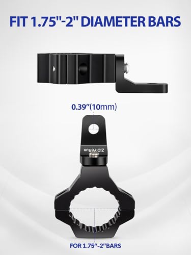 ZIDIYORUO Light Bar Mounts for UTV - 360° Light Mounts for 1.75"-2" Roll Bars, Rock Solid Aluminum Alloy Brackets Mounting Fog Light, Driving Lights LED Lights on UTV/ ATV/ Jeep/Truck Bars. 2pcs