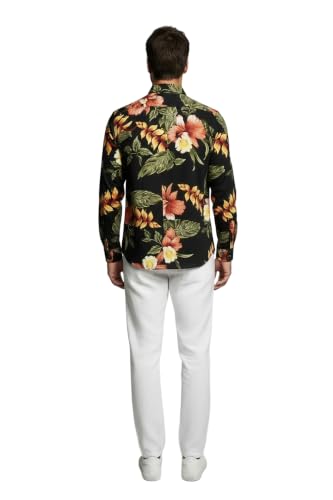 Image of Family Matching Hawaiian Clothes, Black Rafelsia | Lightweight 100% rayon • Family matching outfits • Beach vacations • Luaus • Cruises • Family photos
