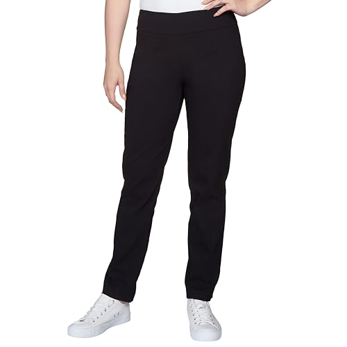 Ruby Rd. Womens Womens Petite Mid-Rise Pull-on Straight Solar Millennium Tech Pant