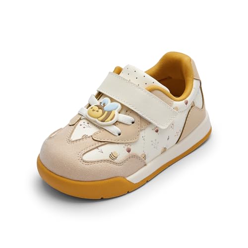 Image of Balabala Girls Boys Toddler Sneakers Wide Toe Box Walking Shoes | Unisex Kids Sneakers with hook-and-loop straps, non-slip soles, soft heel cushion, and flexible support for play