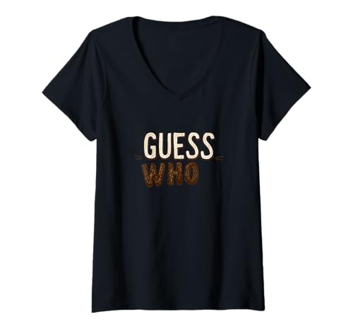 Femme Emblème Guess Who T-Shirt avec Col en V