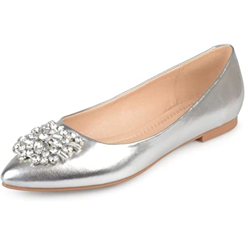 Journee Women's Renzo Dress Flats Silver, 7 Wide