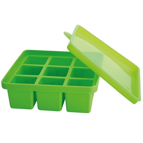 dentistar Gefrierform aus Silikon mit Deckel zum Einfrieren und Aufbewahrung von Babynahrung, Beikost oder Muttermilch - Einfrierbehälter 9 x 60 ml - Eiswürfelbehälter BPA-frei aus 100% Silikon