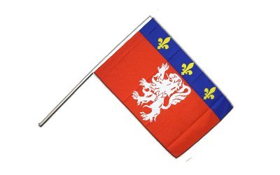 Drapeau France Lyonnais monté sur hampe, pavillon de défilé 60x90 cm
