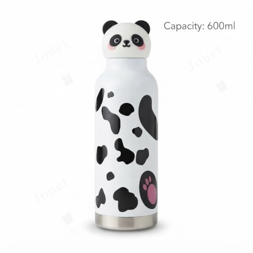 Image of JOUET Kids 600ml Panda Water Bottle, Stainless Steel Reusable Drinking Bottle with Character Lid for School, Outdoor, Travel & Daily Use
