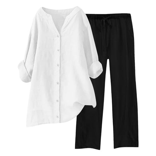 hmbudp Linen Outfits Women 2 Piece Summer Casual Women Lounge