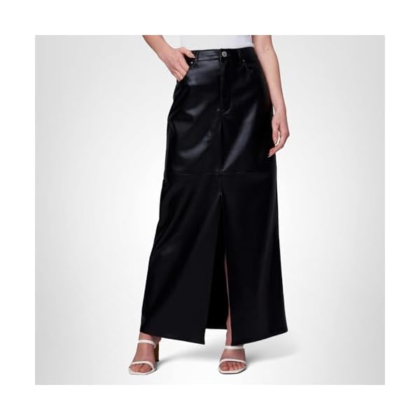 [BLANKNYC] Womens Luxury Clothing Vegan Leather Maxi Skirt with Front Slit Detail, Comfortable & Stylish