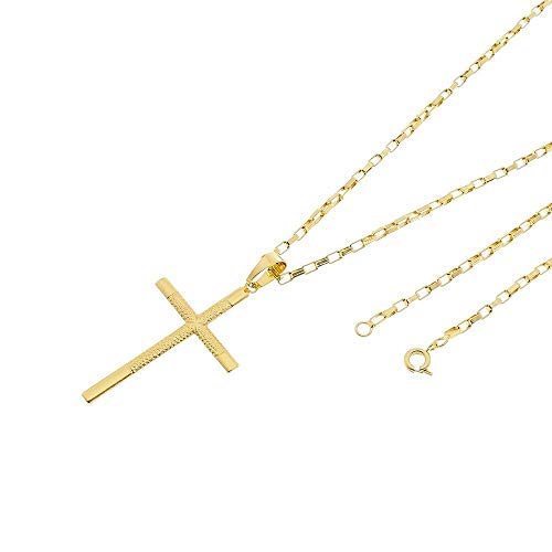 Kit Pingente Cruz com Corrente modelo francesa 2mm e 60cm Folheado a Ouro 18k