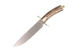 Electropolis Jagdmesser Muela Sarrio, Klinge MOVA 19,5 cm, Faust Geweih und Messing, Gewicht 300 Gramm + Mehrzweck-Geschenkkarte