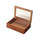木製小物収納ボックス 木箱 透明な蓋付き 収納ケース 小物入れ 収納盒 収納ボックス アンティーク風ウッドボックス 整理箱 多機能 ジュエリーボックス 宝石箱 指輪 リング/ピアス/ネックレス/メガネ/時計収納 アクセサリーケース, L