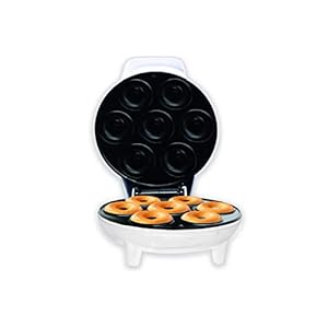 Courant Mini Donut Maker Machine for Holiday, Kid-Friendly, Breakfast or Snack, Desserts & More with Non-stick Surface, Makes 7 Doughnuts, White