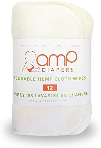 AMP Diapers Reusable Hemp Cloth Wipes (12 Pack)