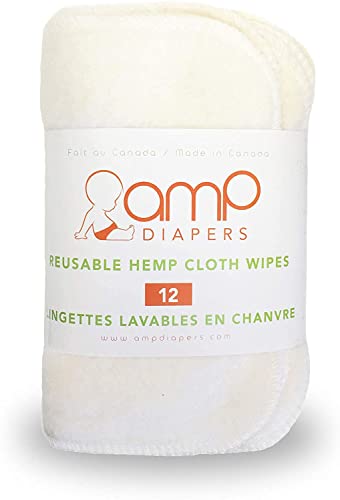 Amp Diapers Reusable Hemp Cloth Wipes (12 Pack) #TOP3